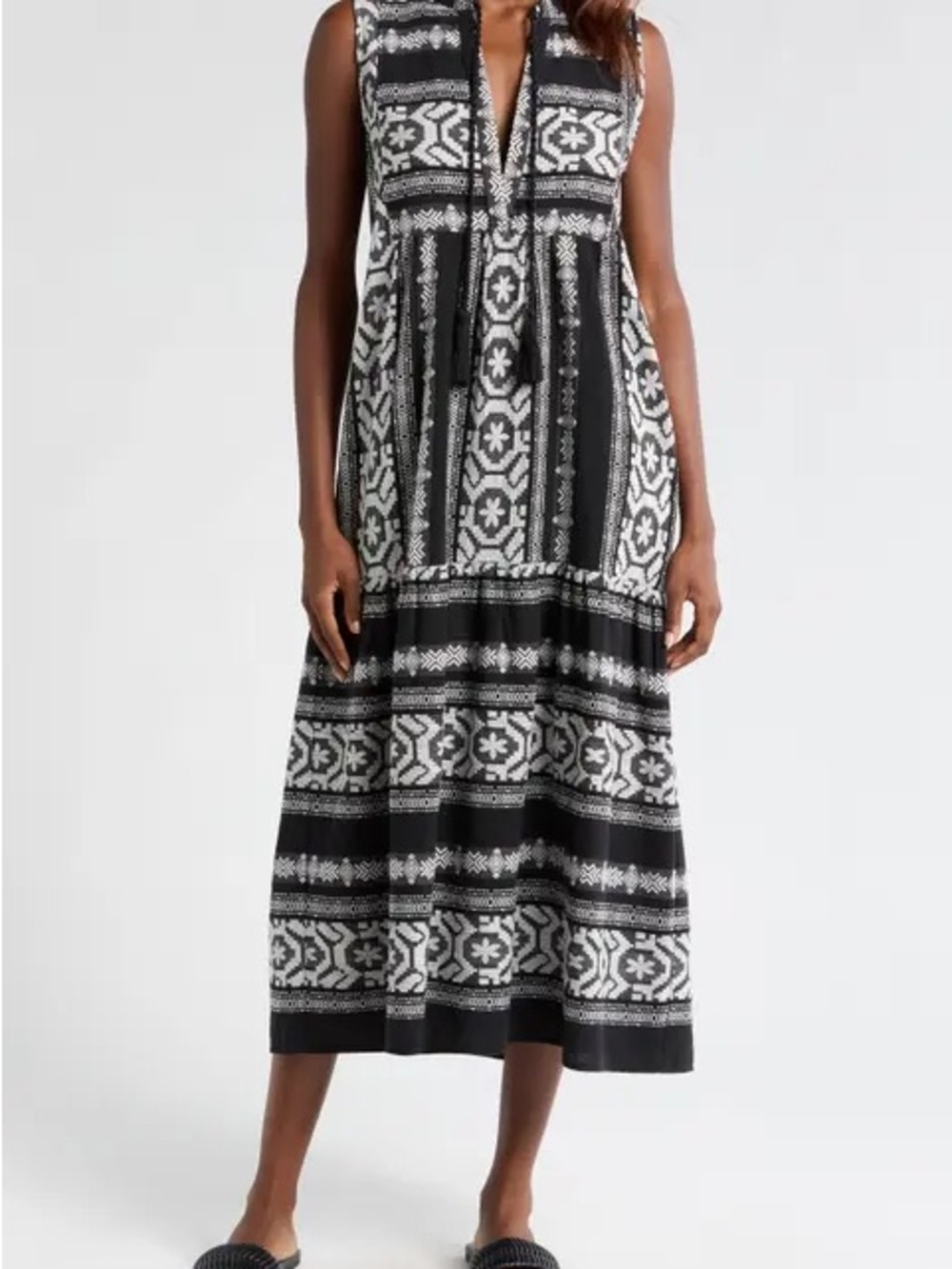 Elan Black and White Patterned Women's Dress Size M